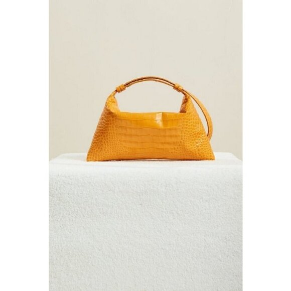 💕SIMON MILLER💕 Puffin Shoulder Bag ~ Croc-Embossed Leather Sunset Orange NWOT - Picture 2 of 15